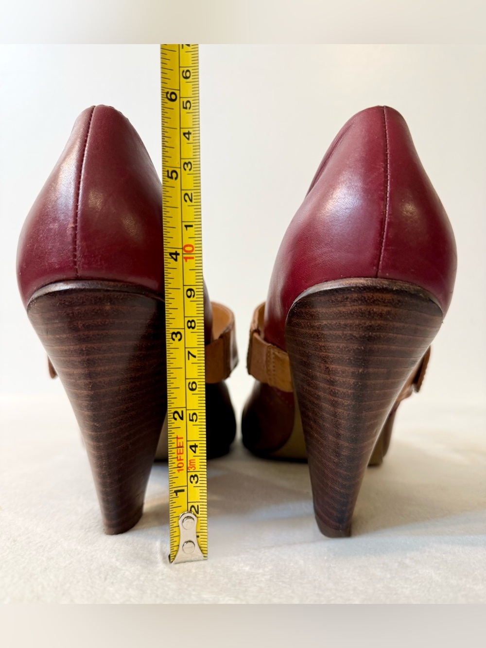 Vintage Fossil Colorblock Leather Mary Jane Heels Size 8.5 - Picture 8 of 12